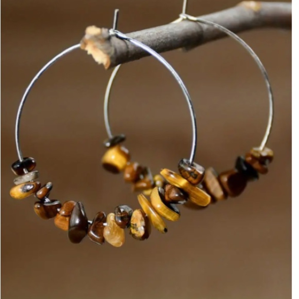 NEW! Boho tigers eye hoops